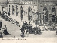 Gundulićeva ulica oko 1905. godine. Križanje s Ilicom- prodajni salon automobila Ferdinand Budicki